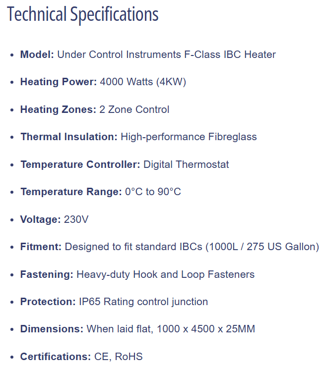 IBC Container Heater Jacket 4KW (2 Zone Control)
